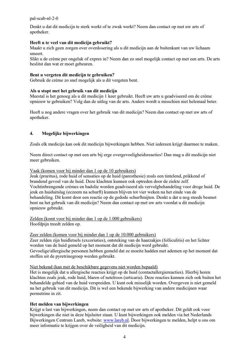 Permetrine 50mg/g Crème afbeelding van document #4, leaflet