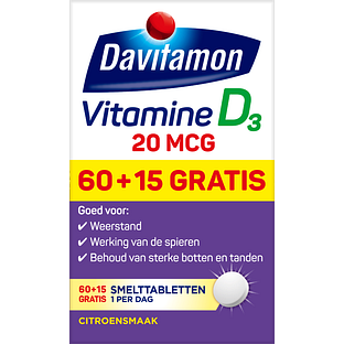 Davitamon Vitamine D3 20mcg Smelttabletten 75TB