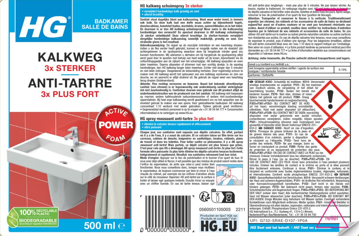 Badkamer Kalkweg Schuimspray - 3x sterker afbeelding van document #1, label