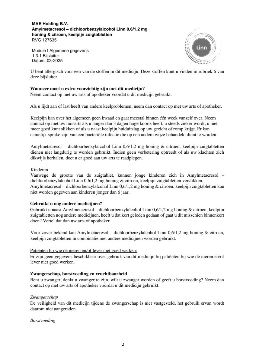 Keelpijn Zuigtabletten Honing & Citroen afbeelding van document #2, leaflet