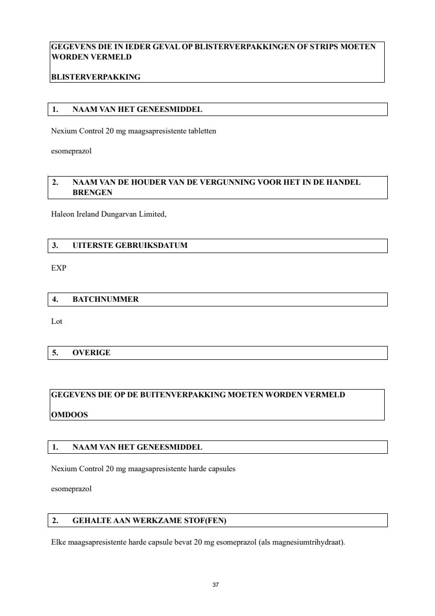 Control Tabletten - voor brandend maagzuur afbeelding van document #37, leaflet