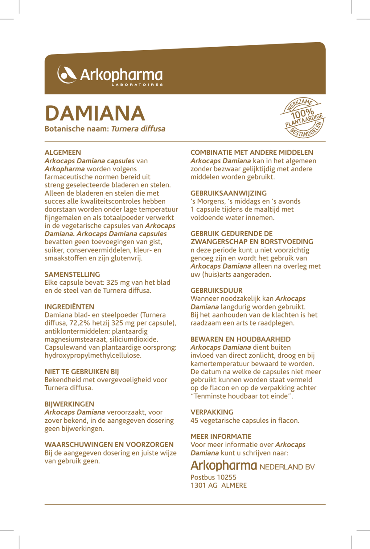 Damiana Capsules afbeelding van document #1, instructions