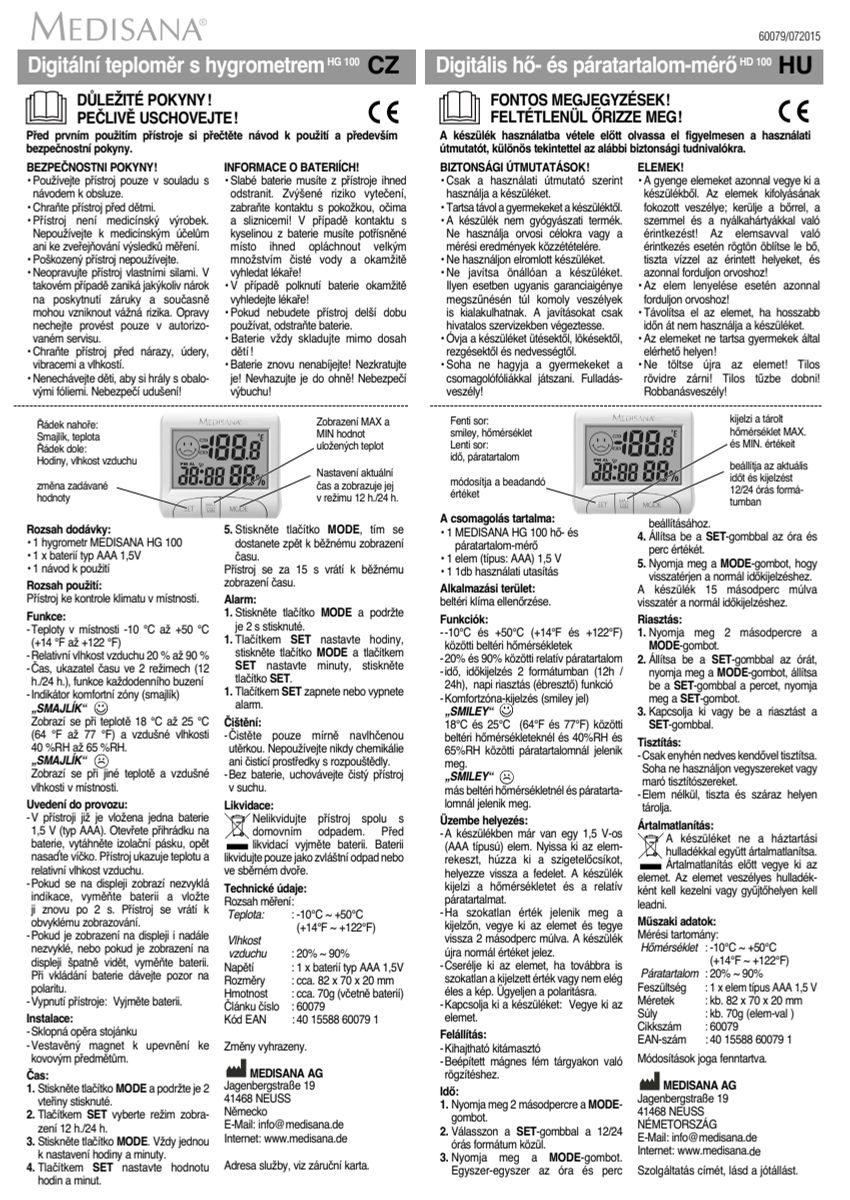 HG 100 Digitale thermohygrometer afbeelding van document #6, instructions