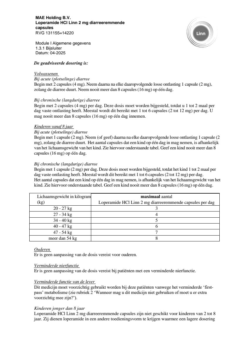 Loperamide Diarreeremmende Capsules afbeelding van document #5, leaflet
