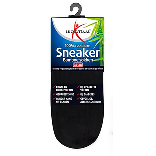 Lucovitaal Sneaker Bamboesokken Zwart Maat 35-38 1PR