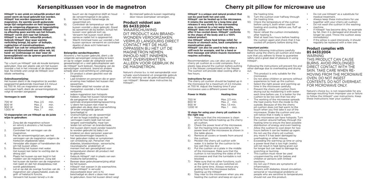 Heatable Cherry Pit Pillow Vierkant Red Cherry afbeelding van document #2, instructions