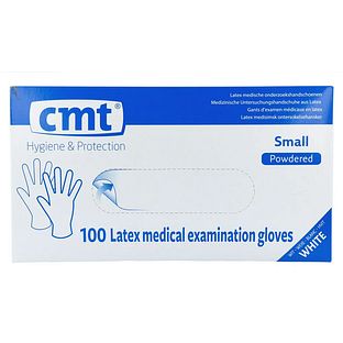 CMT Handschoenen Latex Gepoederd Naturel Small 100ST CMT Handschoenen Latex Gepoederd Naturel Small 100ST