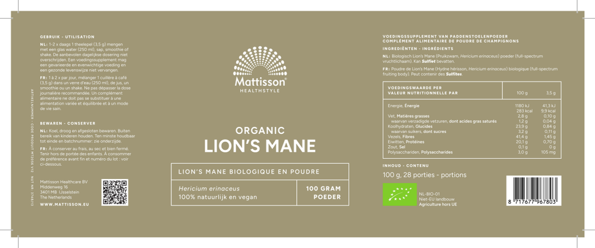 Lion's Mane Poeder afbeelding van document #1, label
