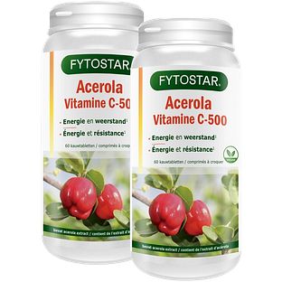 Fytostar Acerola C-500 Vitamine C Kauwtabletten - Duoverpakking 2x60KTB