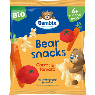 Bambix Bearsnacks Wortel & Tomaat 6M+ Bio 180GR