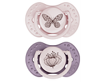 Difrax LOVI Dynamic Pacifier 6-18 Months Botanic Pink Purple - Fopspeen 2ST