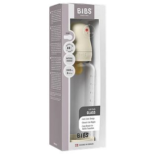 BIBS Glas Latex Medium Flow Babyfles 2+ Maanden Ivory 1ST BIBS Glas Latex Medium Flow Babyfles 2+ Maanden Ivory 1ST