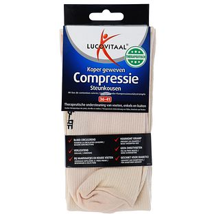 Lucovitaal Koper Geweven Compressie Steunkousen Beige 36-41 1PR