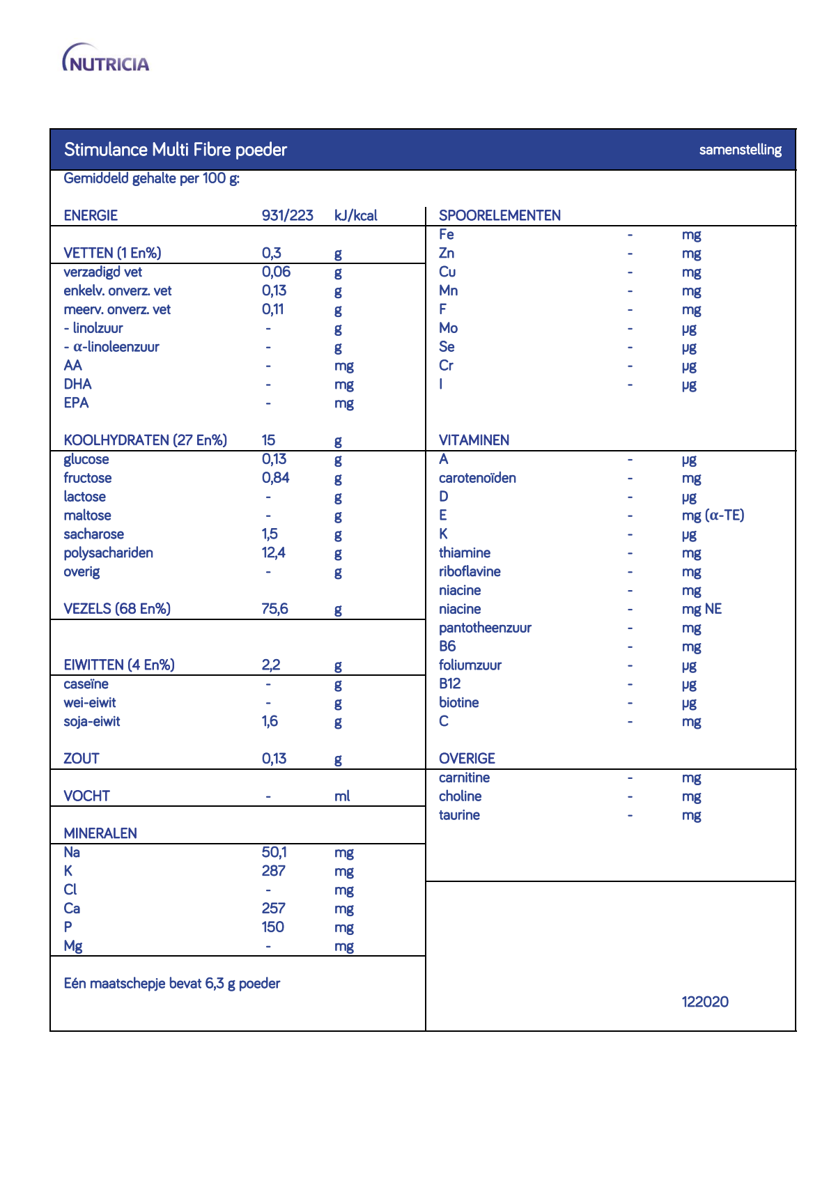 Stimulance Multi Fibre Poeder afbeelding van document #1, info_folder