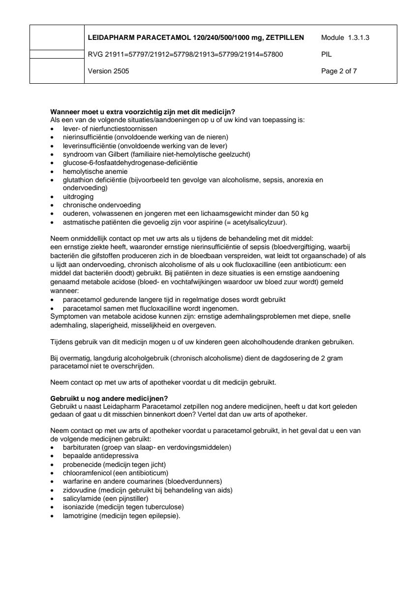 Paracetamol Zetpil 500mg afbeelding van document #2, leaflet