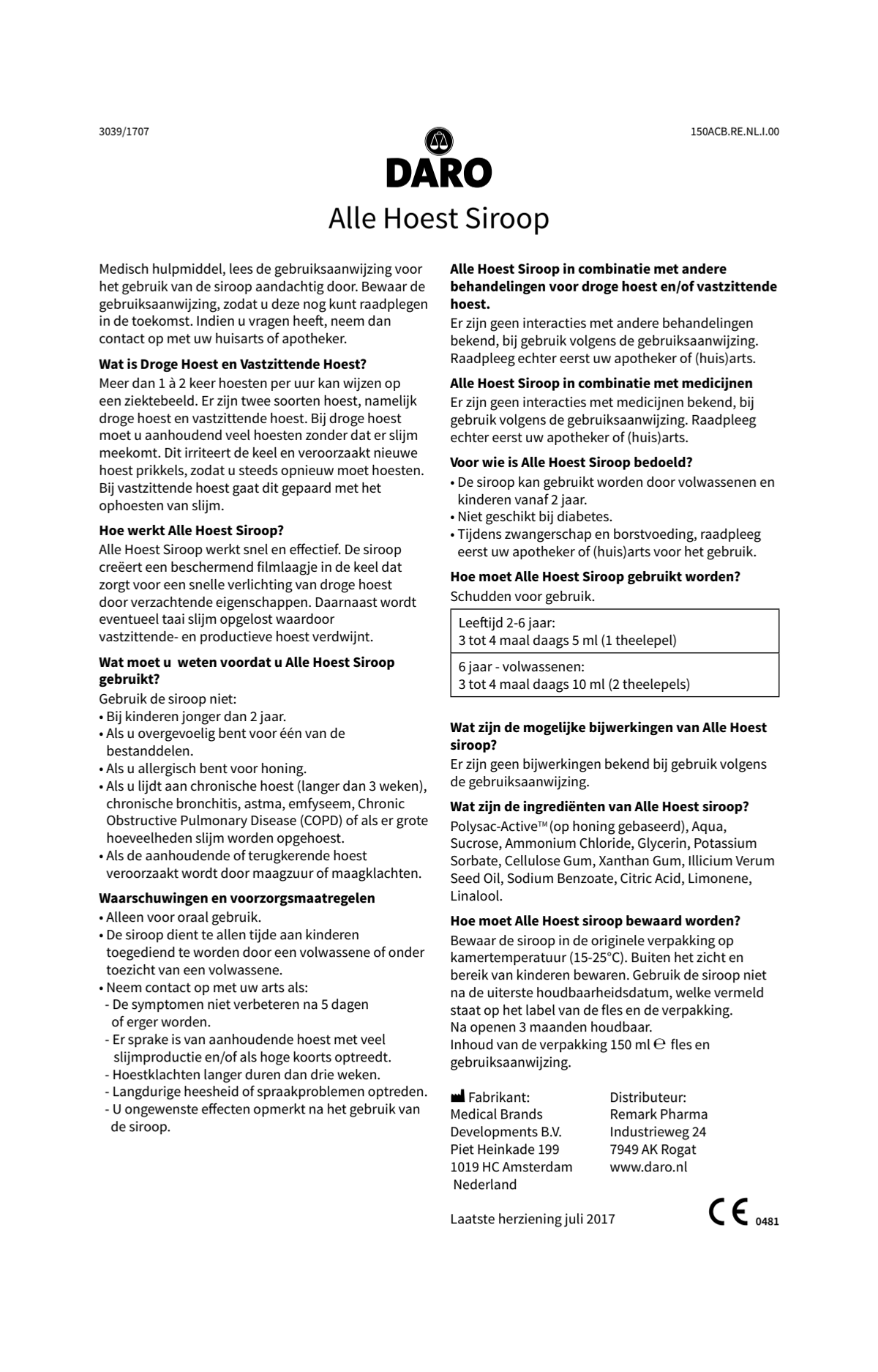 Alle Hoest Siroop afbeelding van document #1, instructions