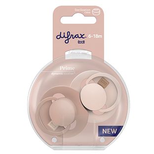 Difrax LOVI Prime Pacifier 6-18 Months - Nude/Blush 2ST