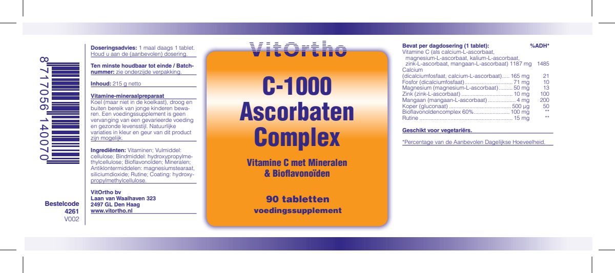 C-1000 Ascorbaten Complex Tabletten afbeelding van document #1, label