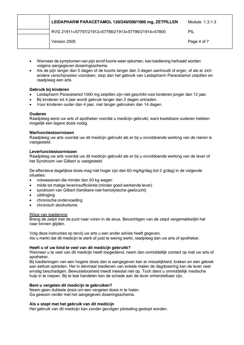Paracetamol Zetpil 500mg afbeelding van document #4, leaflet