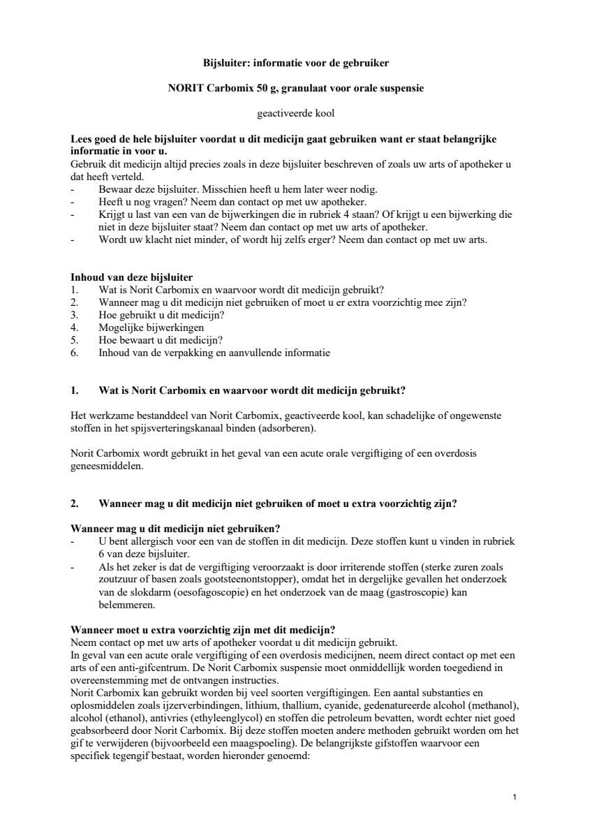 Carbomix Granulaat afbeelding van document #1, leaflet