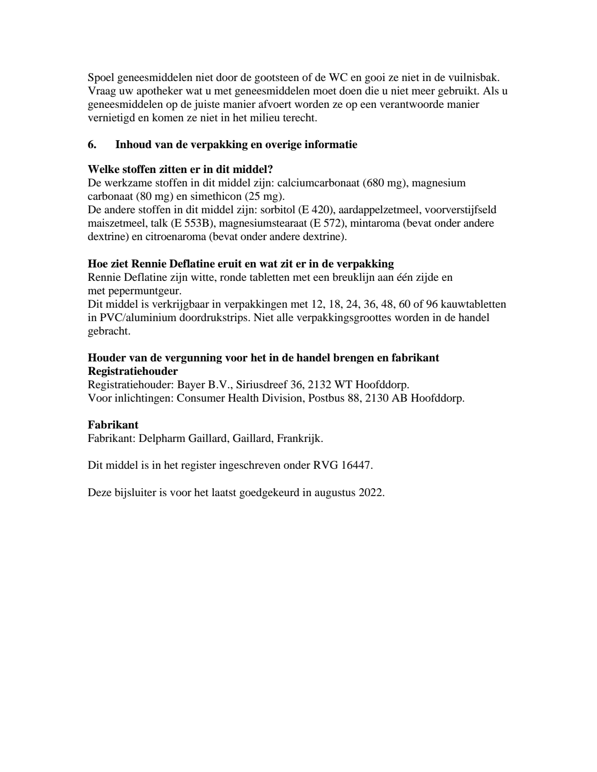 Deflatine kauwtabletten bij opgeblazen gevoel of winderigheid afbeelding van document #5, leaflet