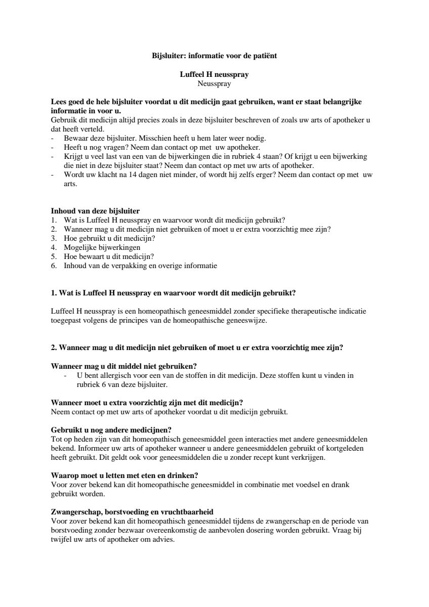 Luffeel H Neusspray afbeelding van document #1, leaflet