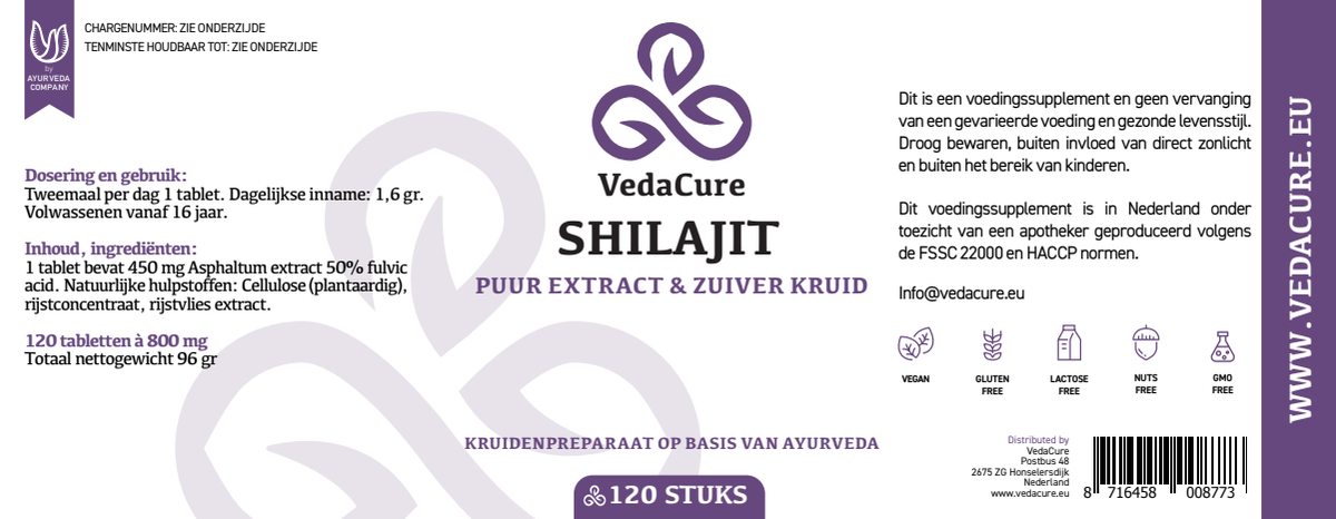 Shilajit Tabletten afbeelding van document #1, label