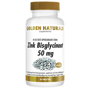 Golden Naturals Zink Bisglycinaat 50 mg Tabletten 60VTB