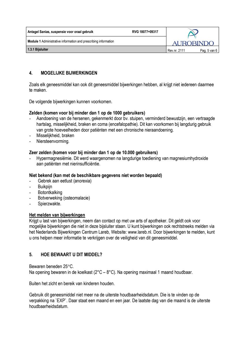 Antagel Sanias Suspensie afbeelding van document #5, leaflet