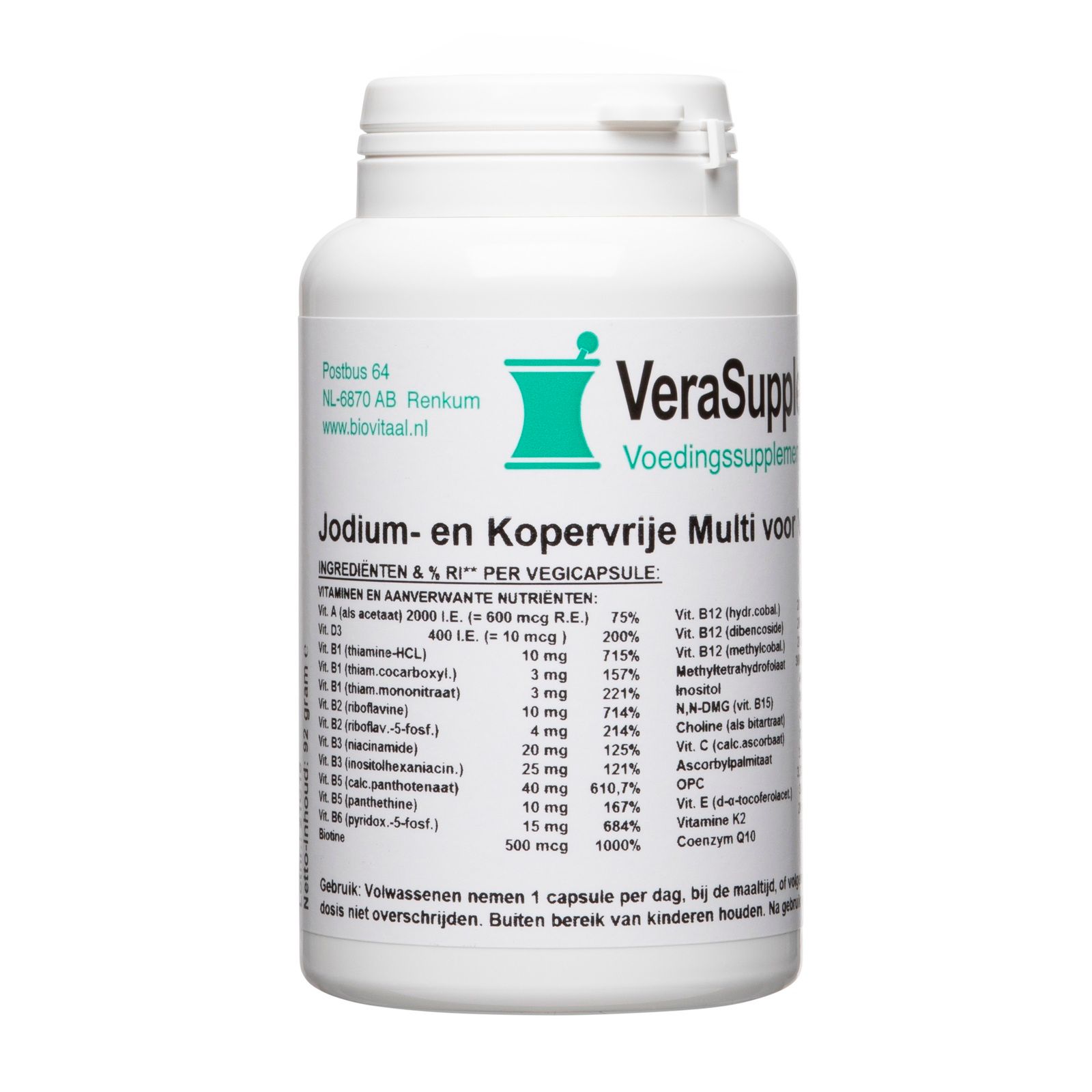 VeraSupplements Jodium- en Kopervrije Multi voor Volwassenen Capsules 100VCP