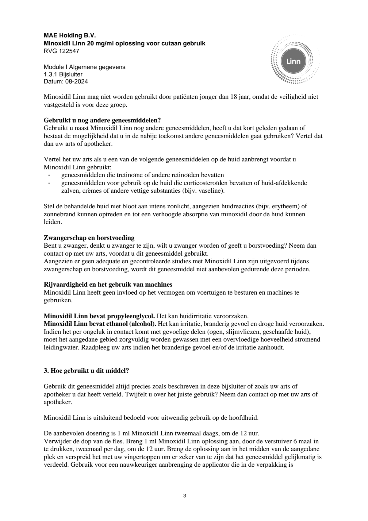 Minoxidil Linn 20 mg/ml oplossing afbeelding van document #3, leaflet