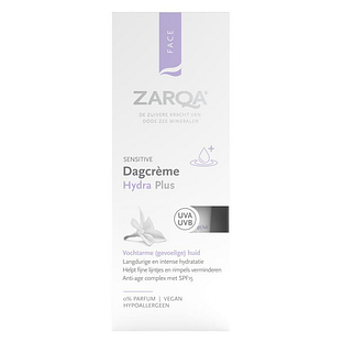 Zarqa Sensitive Dagcrème Hydra Plus 0% Parfum SPF15 50ML Zarqa Sensitive Dagcrème Hydra Plus 0% Parfum SPF15 50ML