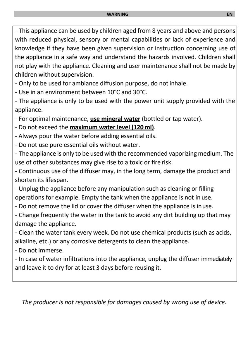 Impulse Aroma Diffuser afbeelding van document #5, instructions