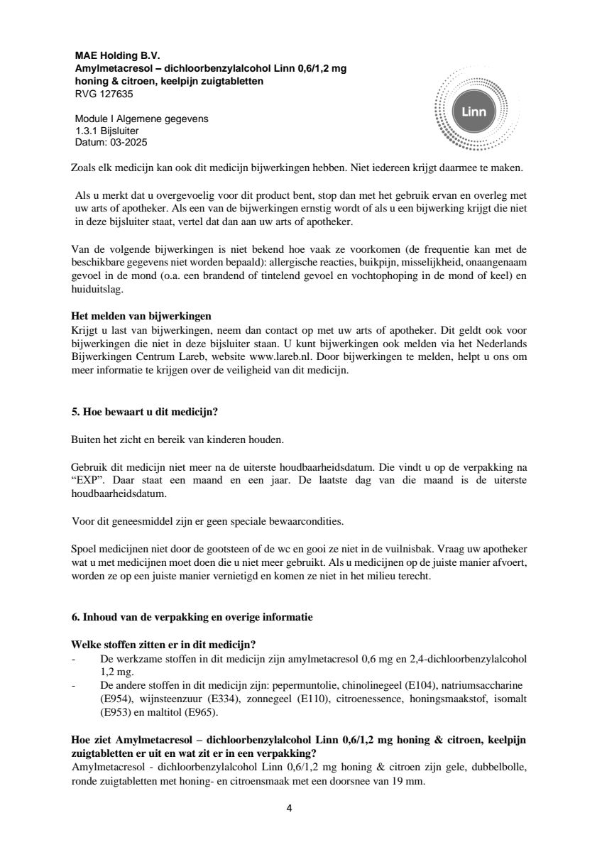 Keelpijn Zuigtabletten Honing & Citroen afbeelding van document #4, leaflet