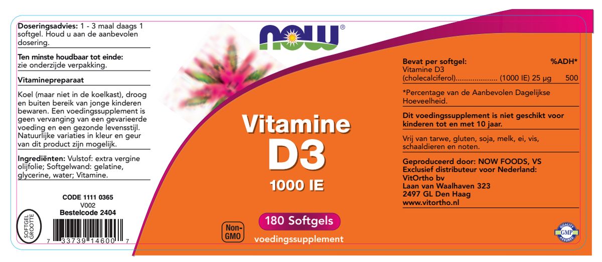 Vitamine D3 1000 IE Softgels afbeelding van document #1, label