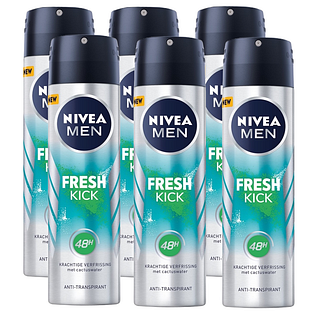 Nivea Men Fresh Kick Anti-Transpirant Spray Voordeelverpakking 6x150ML