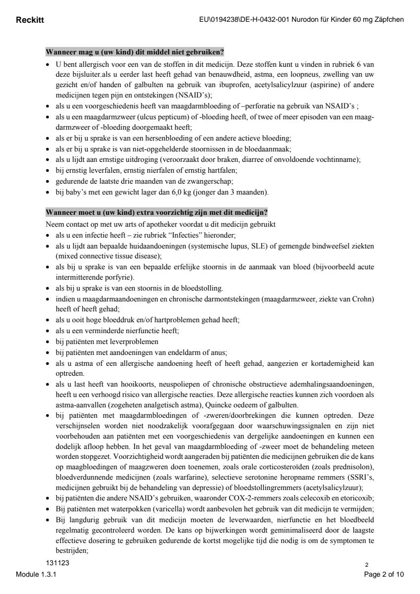 voor Kinderen Zetpil 60mg afbeelding van document #2, leaflet