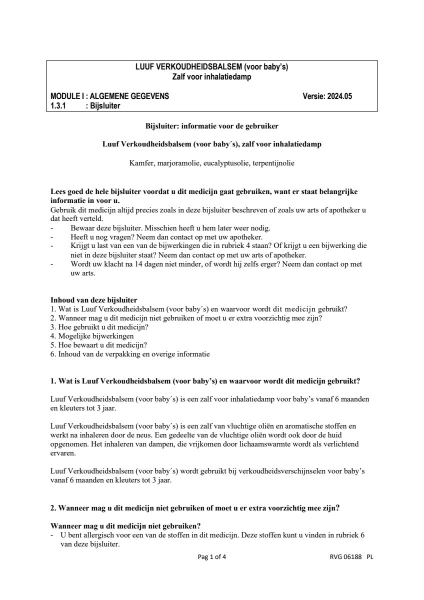 Verkoudheids Balsem Baby Oranje afbeelding van document #1, leaflet