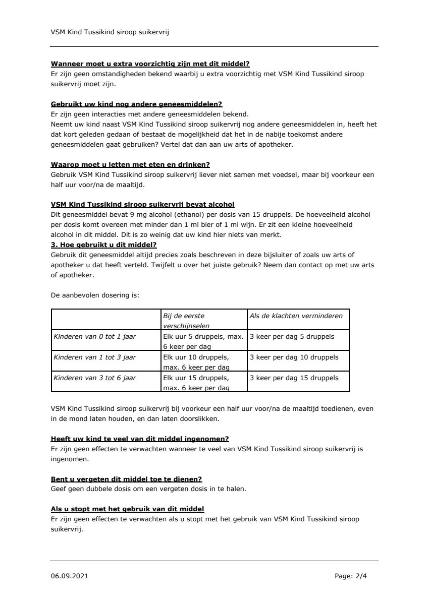 Kind 0-6 Tussikind Siroop Suikervrij afbeelding van document #2, leaflet