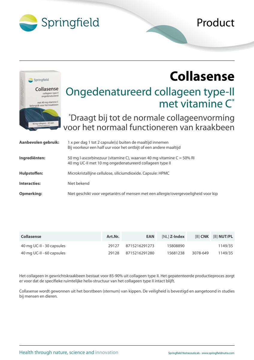 Collasense Collageen Type ll Capsules afbeelding van document #1, instructions