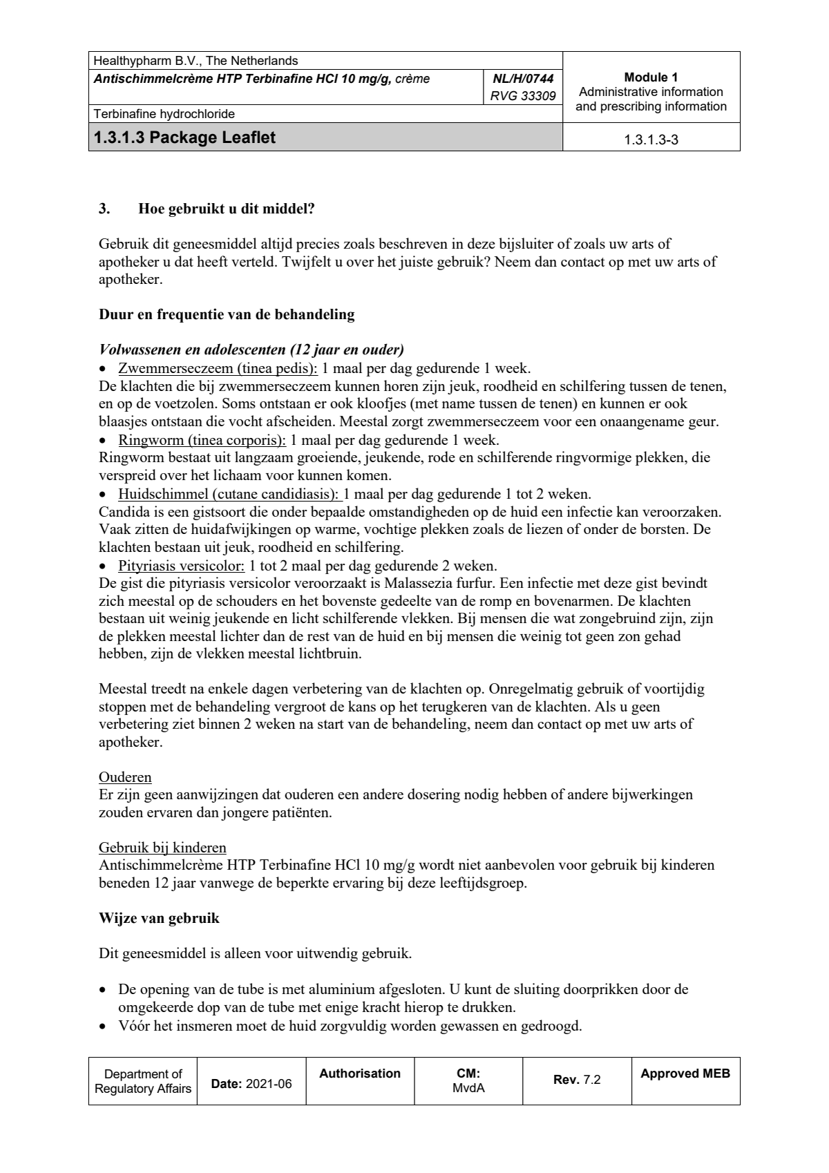 Terbinafine Anti-Schimmel Crème afbeelding van document #3, leaflet