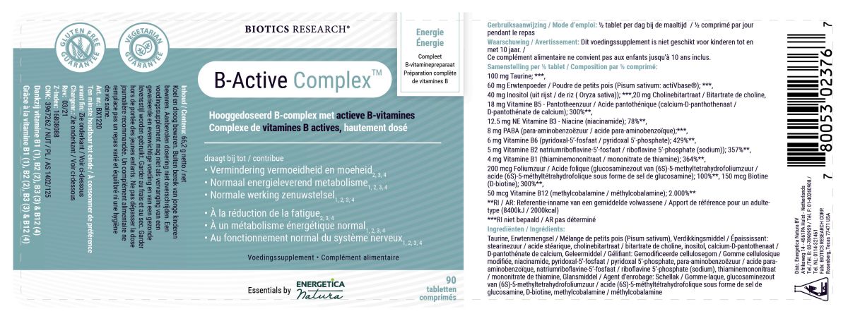 B-Active Complex Tabletten afbeelding van document #1, label