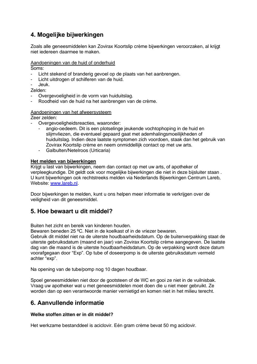Koortslipcrème afbeelding van document #5, leaflet