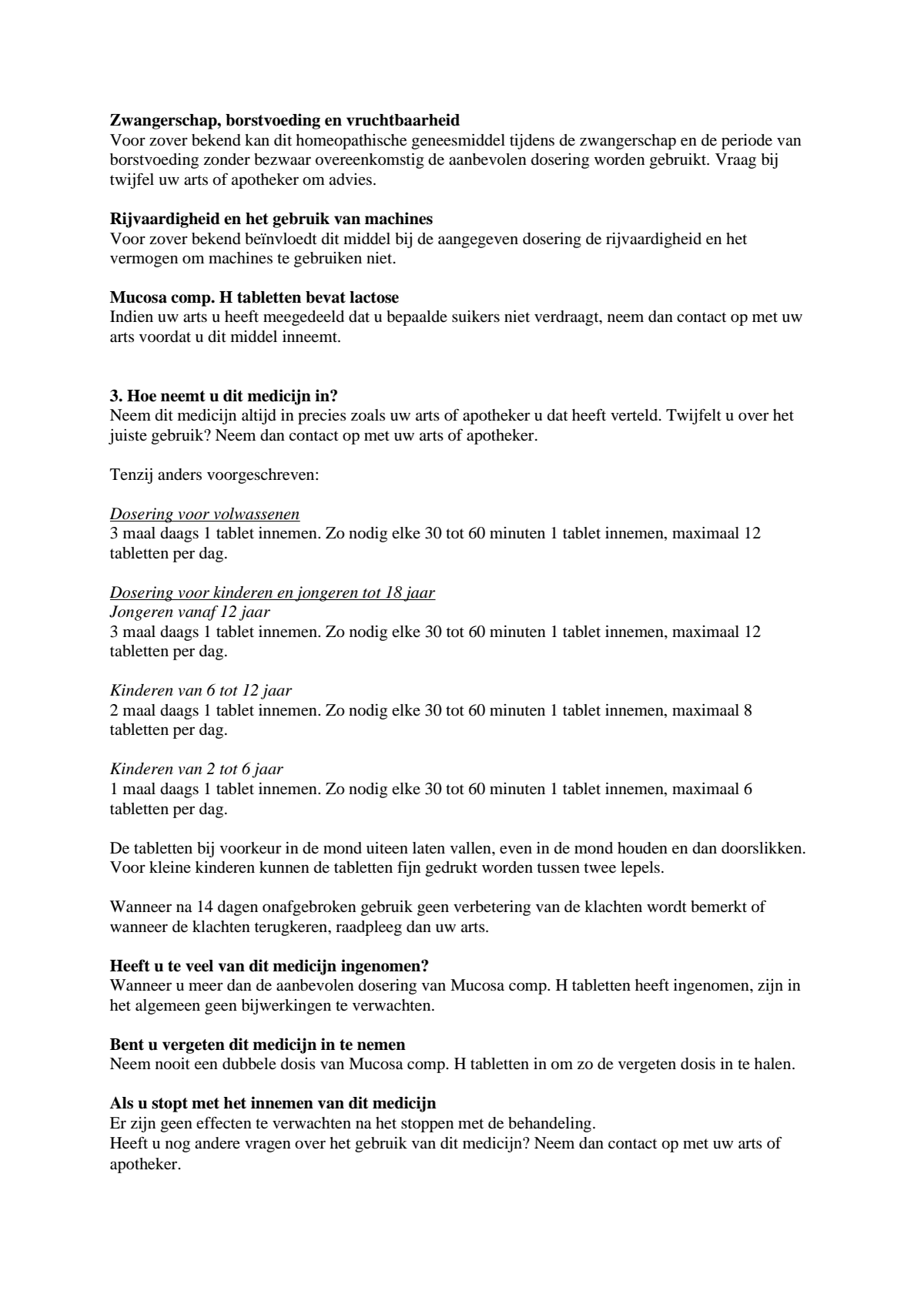 Mucosa Compositum H Tabletten afbeelding van document #2, leaflet