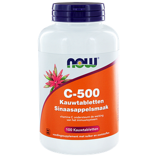 NOW C-500 Sinaasappelsmaak Kauwtabletten 100KTB