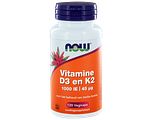 NOW D3 1000 IE & Vitamine K2 Capsules 120CP NOW D3 1000 IE & Vitamine K2 Capsules 120CP