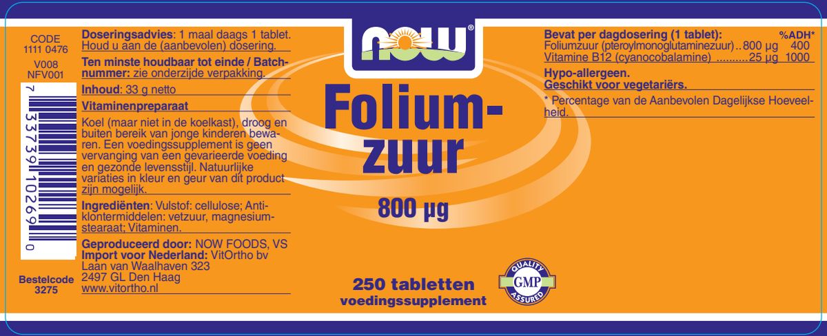 Foliumzuur 800 μg Tabletten afbeelding van document #1, label