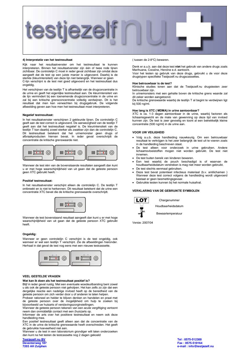Drugstest MDMA XTC afbeelding van document #2, instructions