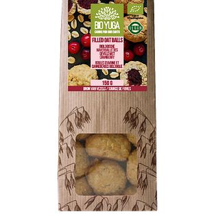 Bio Yuga Gevulde Haverballetjes Cranberry 150GR