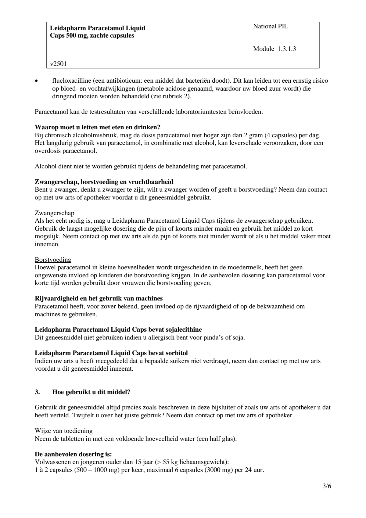 Paracetamol 500 mg Liquid Caps afbeelding van document #3, leaflet